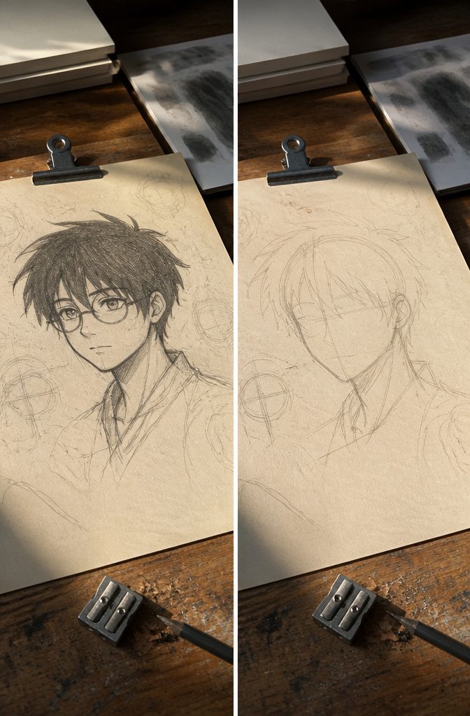Dark-haired Ichigo sketch with glasses and softer eyes