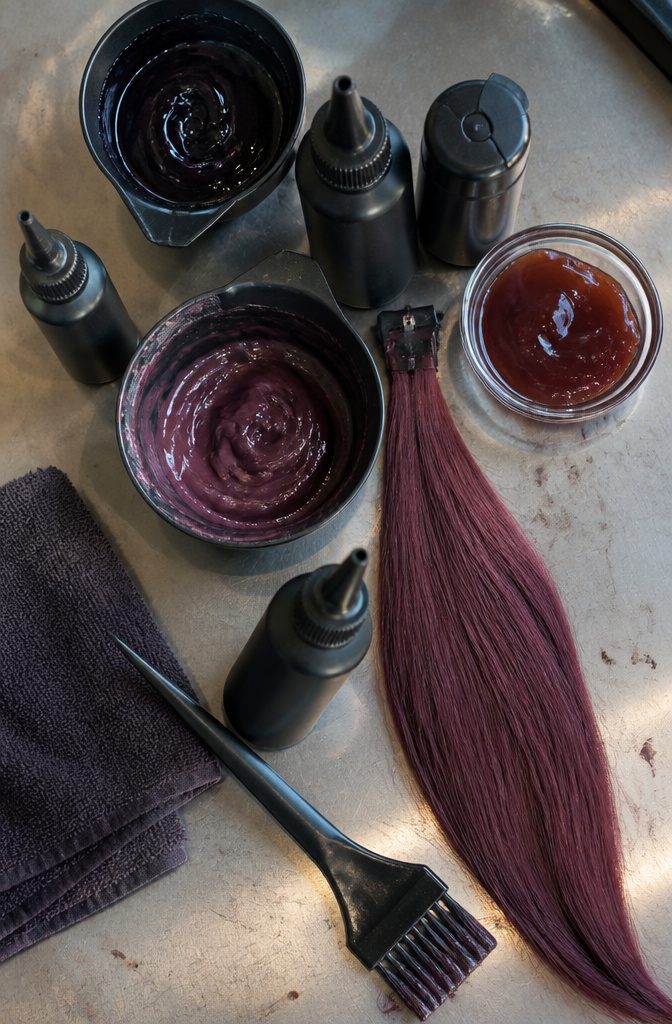 Hair color products and formulas for red brown hair