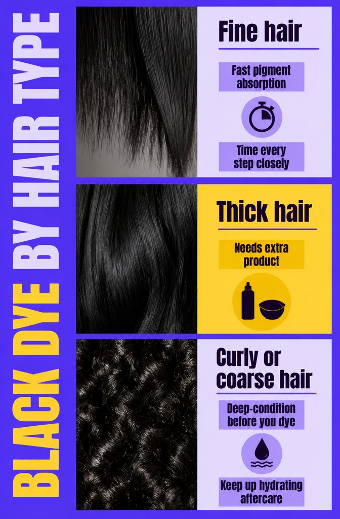 Hair type chart listing fine thick curly and coarse hair
