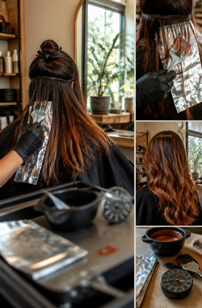 Hair showing ginger color for salon formula and placement advice
