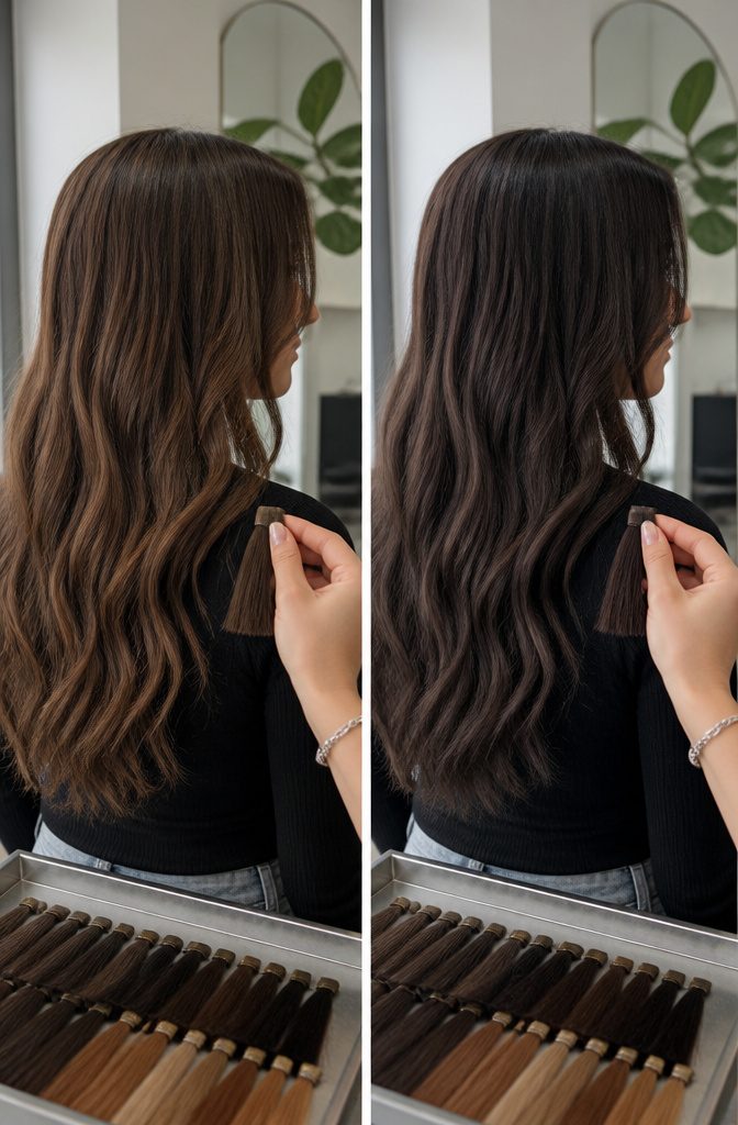Dark espresso hair shown beside varied skin tones
