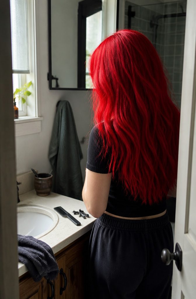 Bright red hair shown for an article about vivid red hair color