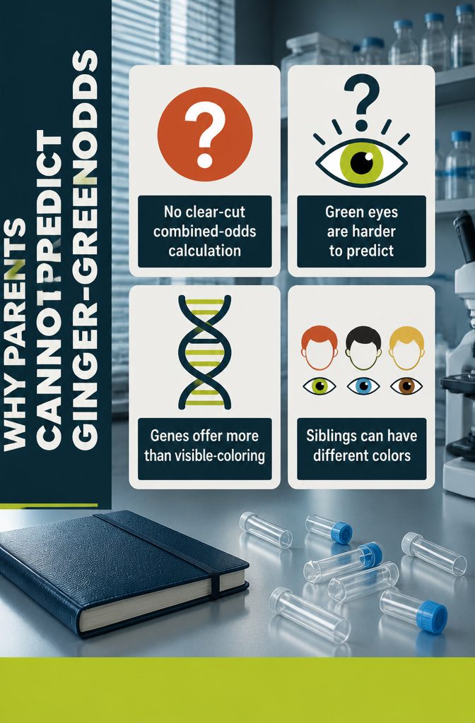 Graphic about predicting a child's ginger hair and green eye odds