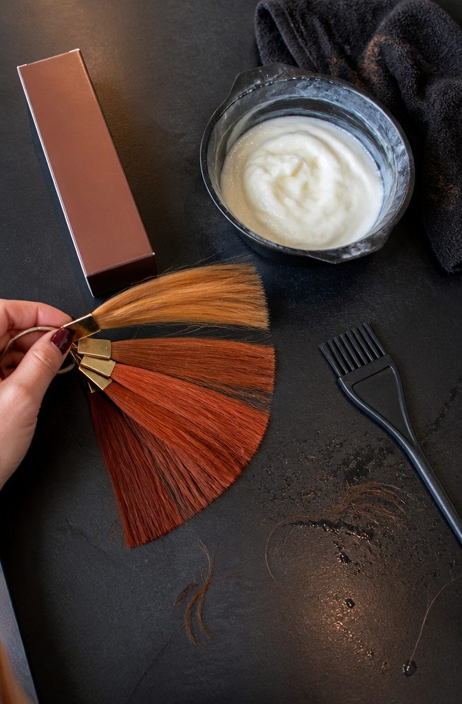 Golden copper hair in a warm blend of gold and copper tones