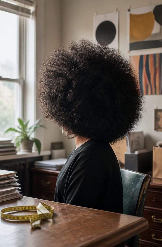 Jessica L. Martinez wearing her large natural afro