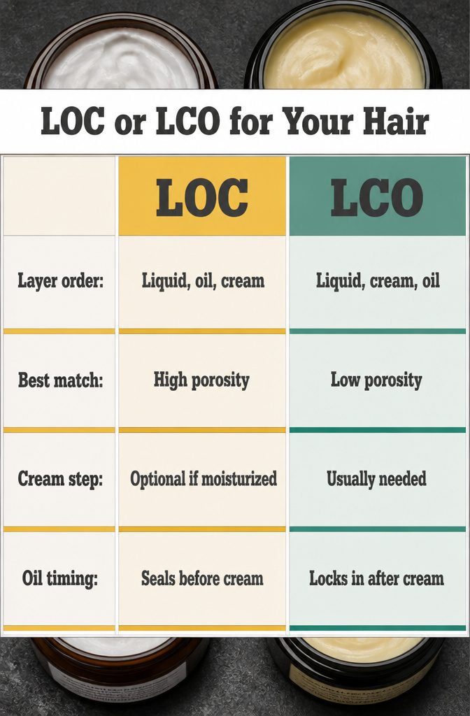 Beauty graphic titled LOC or LCO for Your Hair