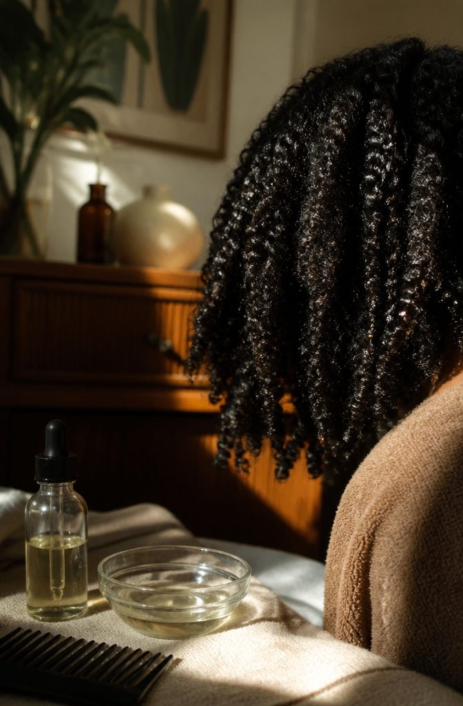 Damp defined coils beside a dish of oil and an unmarked dropper bottle