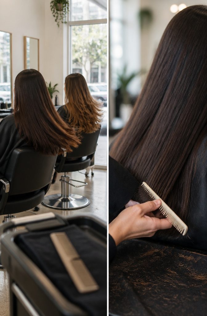 Non-layered hair showing a clean, compact outline