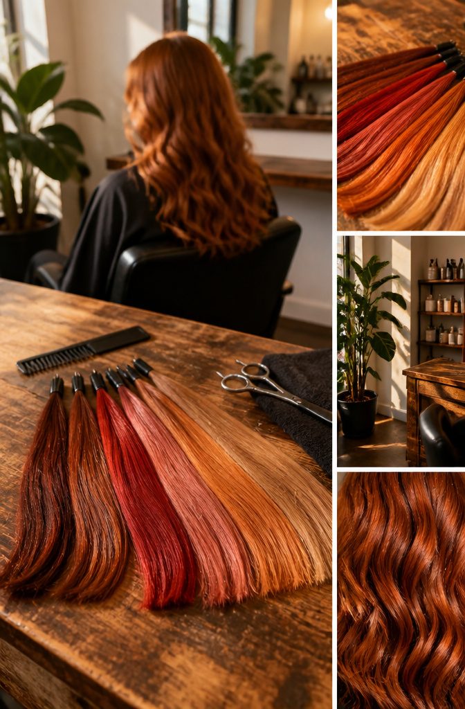 Hair color examples ranging from auburn and ginger to strawberry blonde