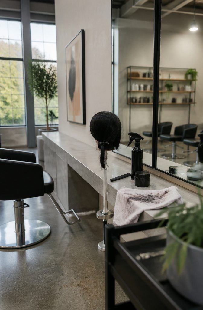 Colorist examining a section of hair before dye removal